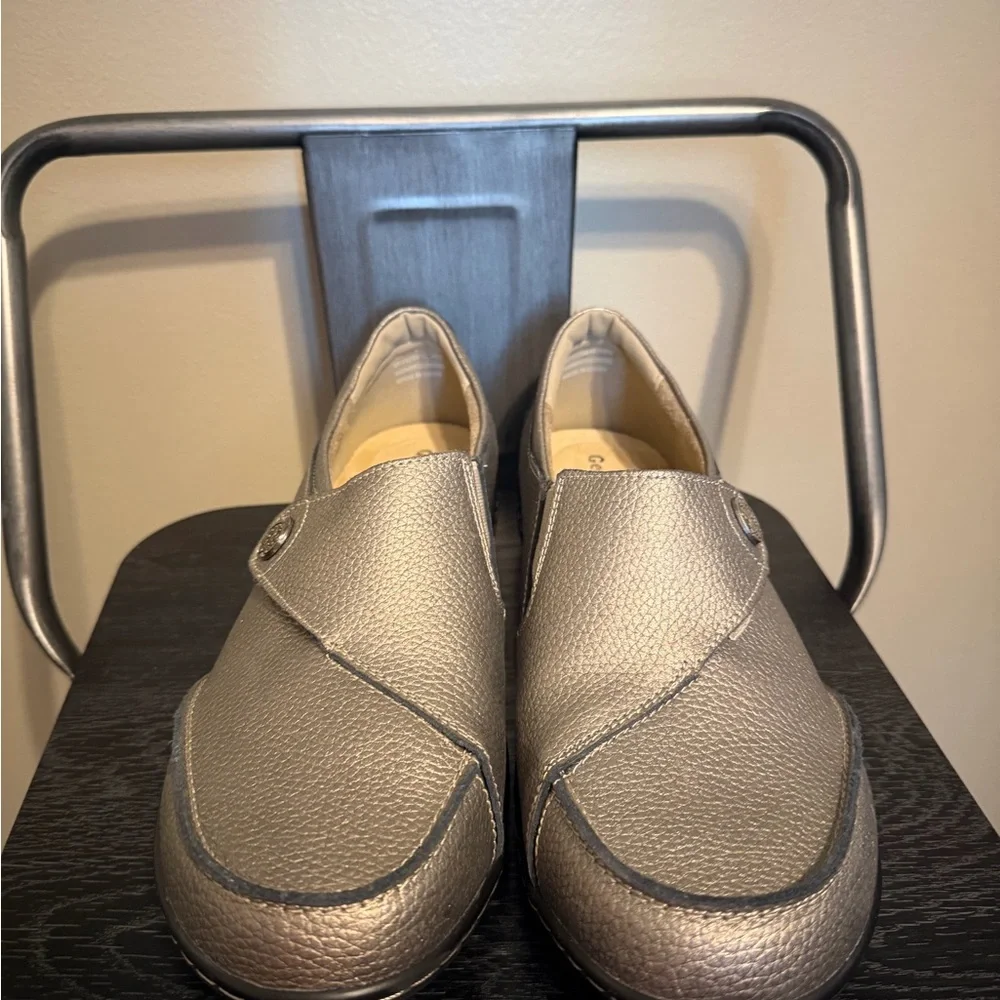 Geoleleph Women’s Size 11 Pewter Leather Comfort Slip-On Shoes Orthopedic